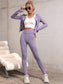 SOLID ZIP SPORTS SET - pink kangaroo yoga