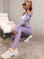 SOLID ZIP SPORTS SET - pink kangaroo yoga
