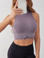 TIE UP SEAMLESS TOP - pink kangaroo yoga