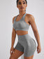 HOLLOW OUT RACER BACK FITNESS SET - pink kangaroo yoga