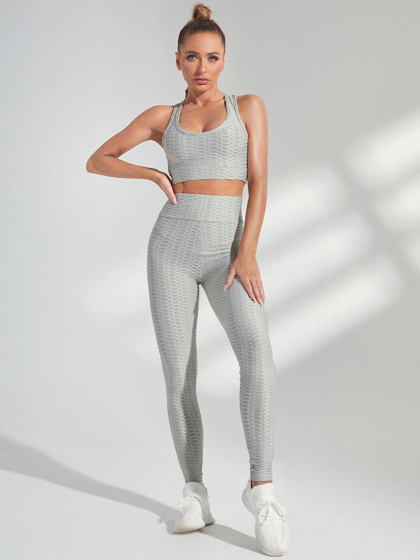HONEYCOMB TEXTURED FITNESS SET - pink kangaroo yoga