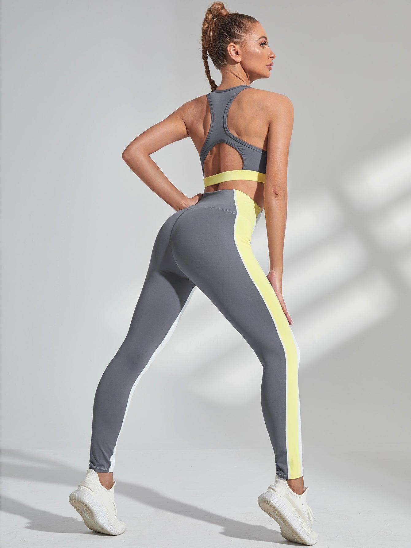 COLORBLOCK CUTOUT FITNESS SET - pink kangaroo yoga