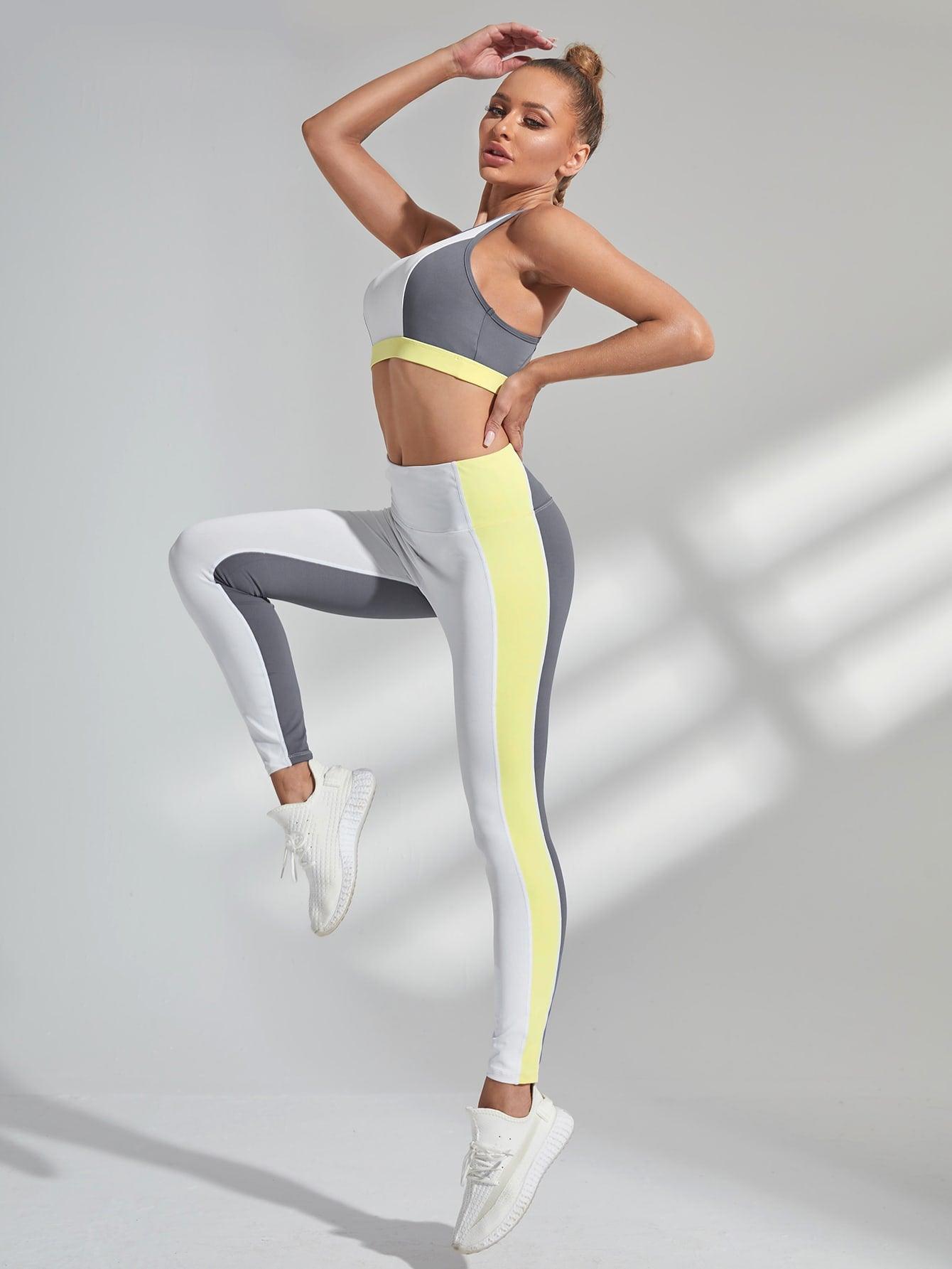 COLORBLOCK CUTOUT FITNESS SET - pink kangaroo yoga