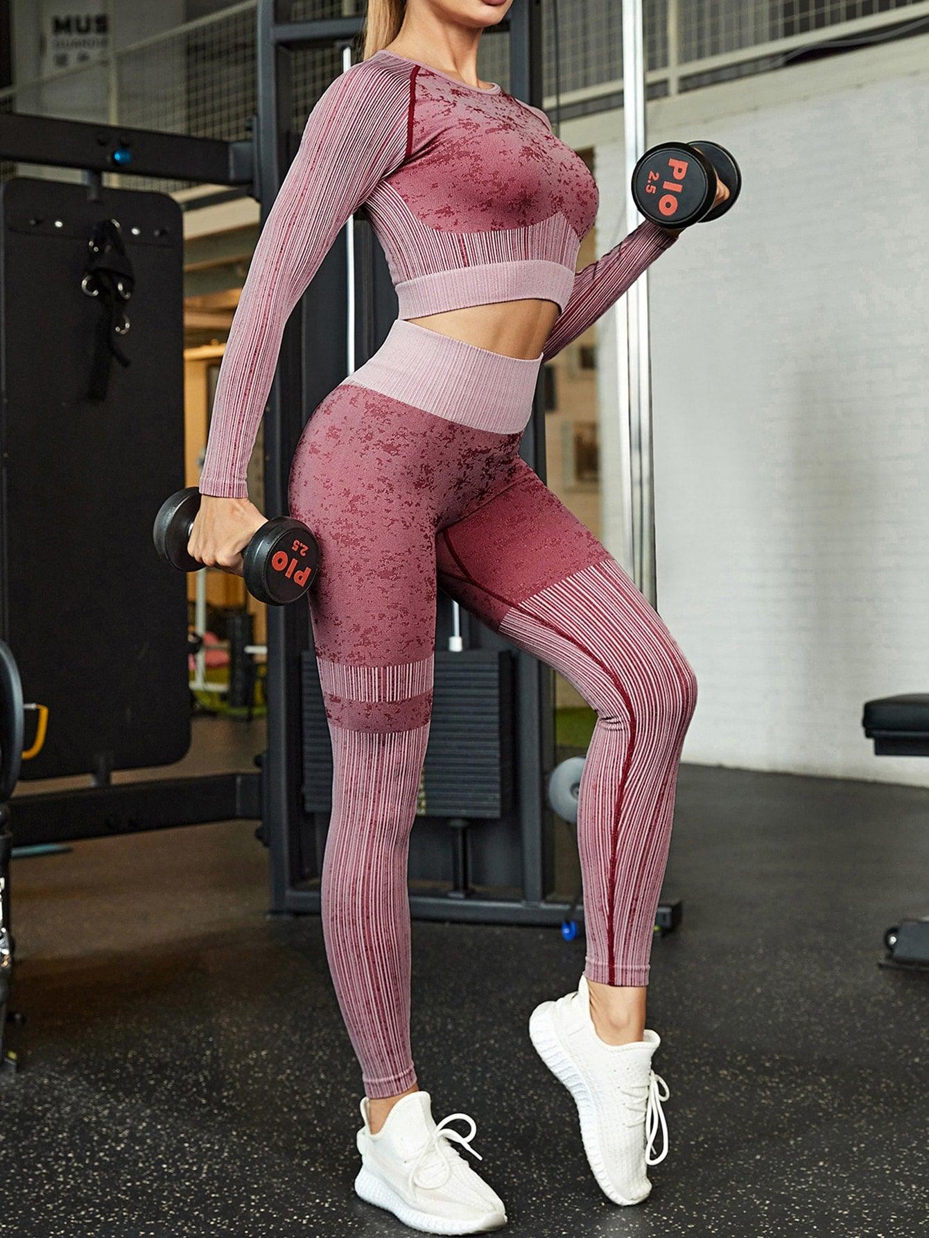 SEAMLESS COLORBLOCK FITNESS SET - pink kangaroo yoga
