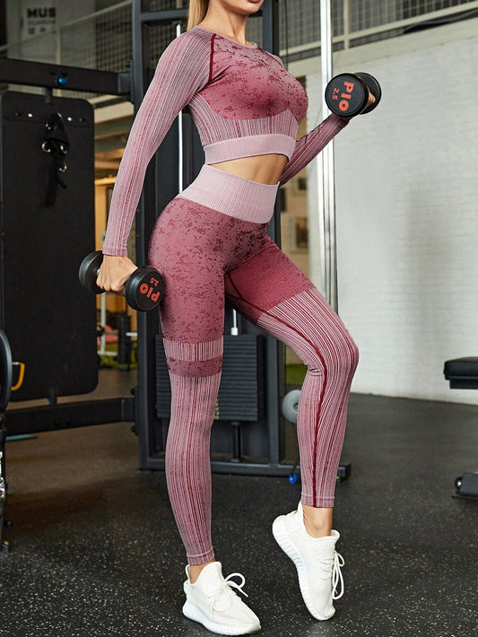 SEAMLESS COLORBLOCK FITNESS SET - pink kangaroo yoga