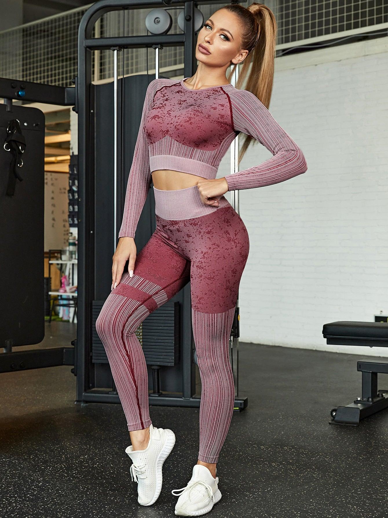 SEAMLESS COLORBLOCK FITNESS SET - pink kangaroo yoga