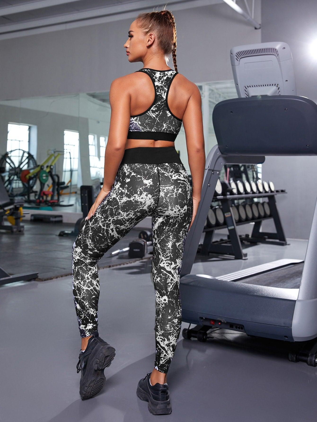 MARBLE FITNESS SET - pink kangaroo yoga