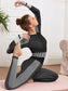 COLORBLOCK STRIPED YOGA SET - pink kangaroo yoga