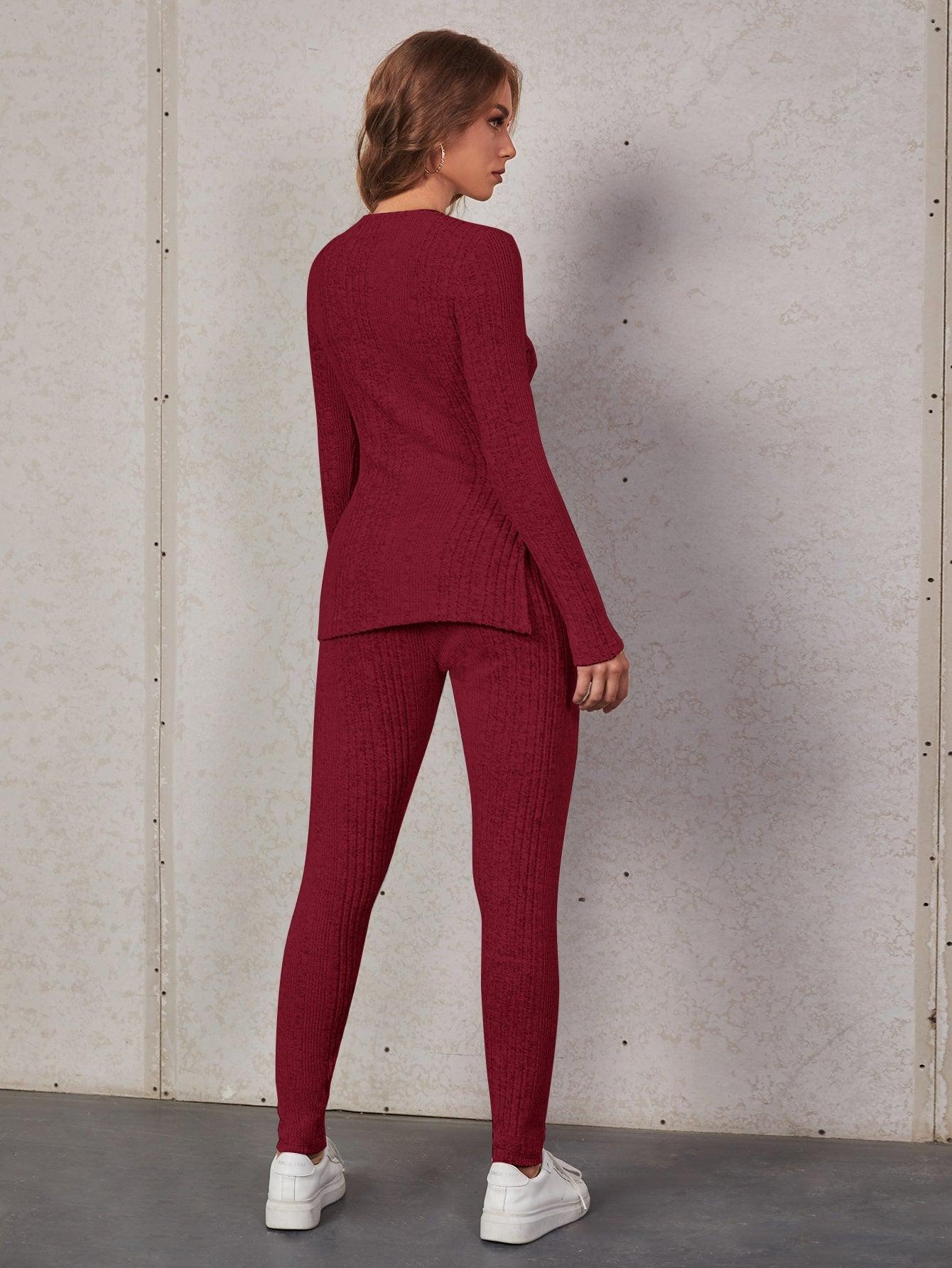 SPLIT SIDE FITNESS SET - pink kangaroo yoga