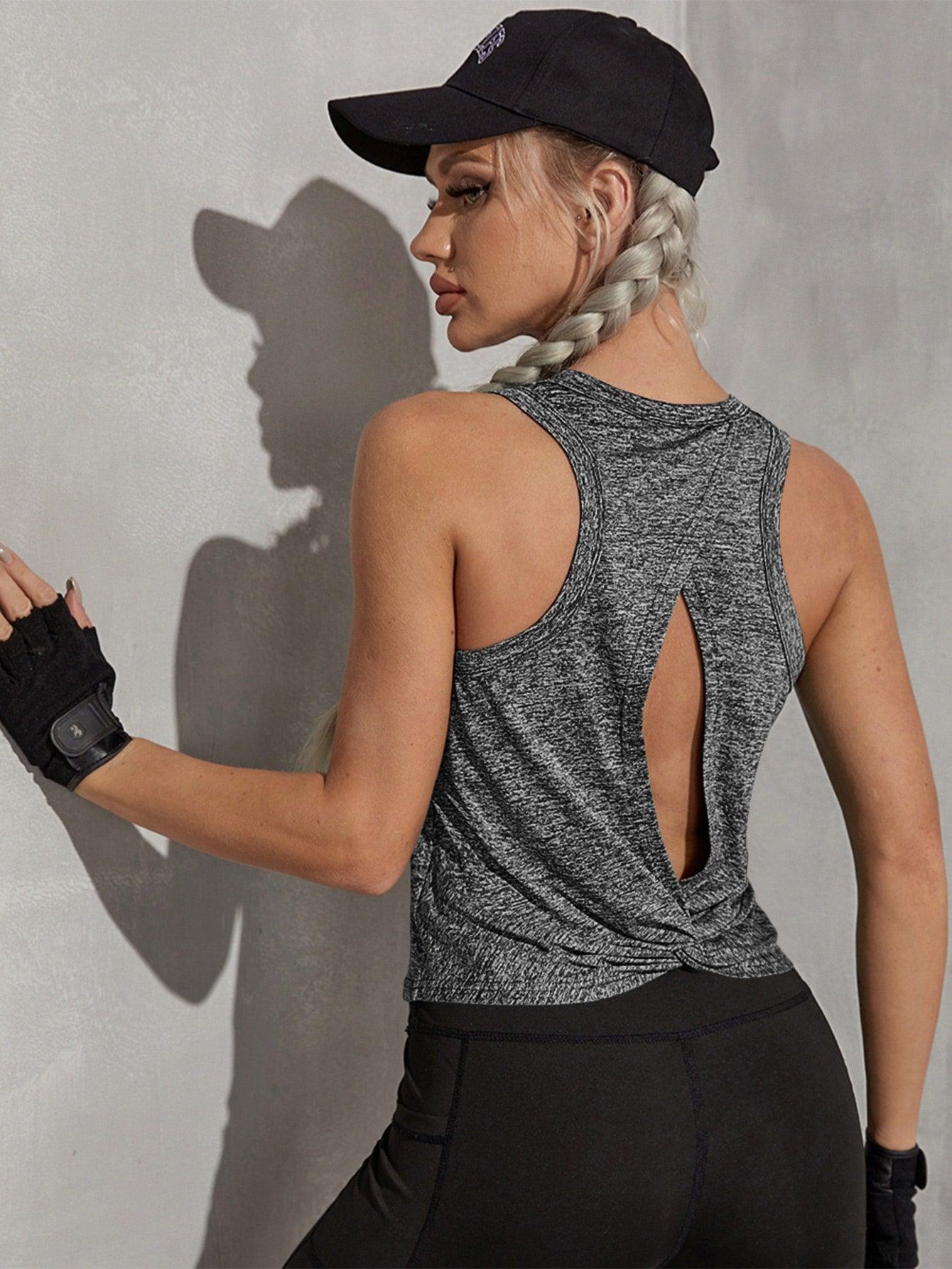 TWIST CUTOUT TANK - pink kangaroo yoga