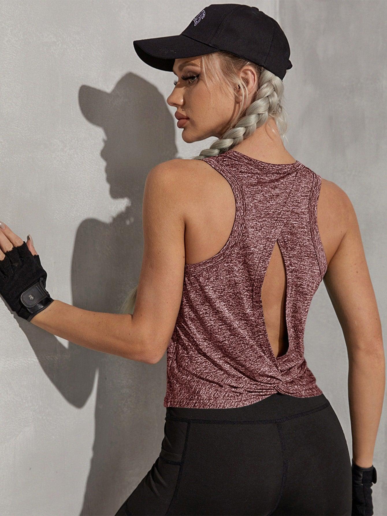 TWIST CUTOUT TANK - pink kangaroo yoga