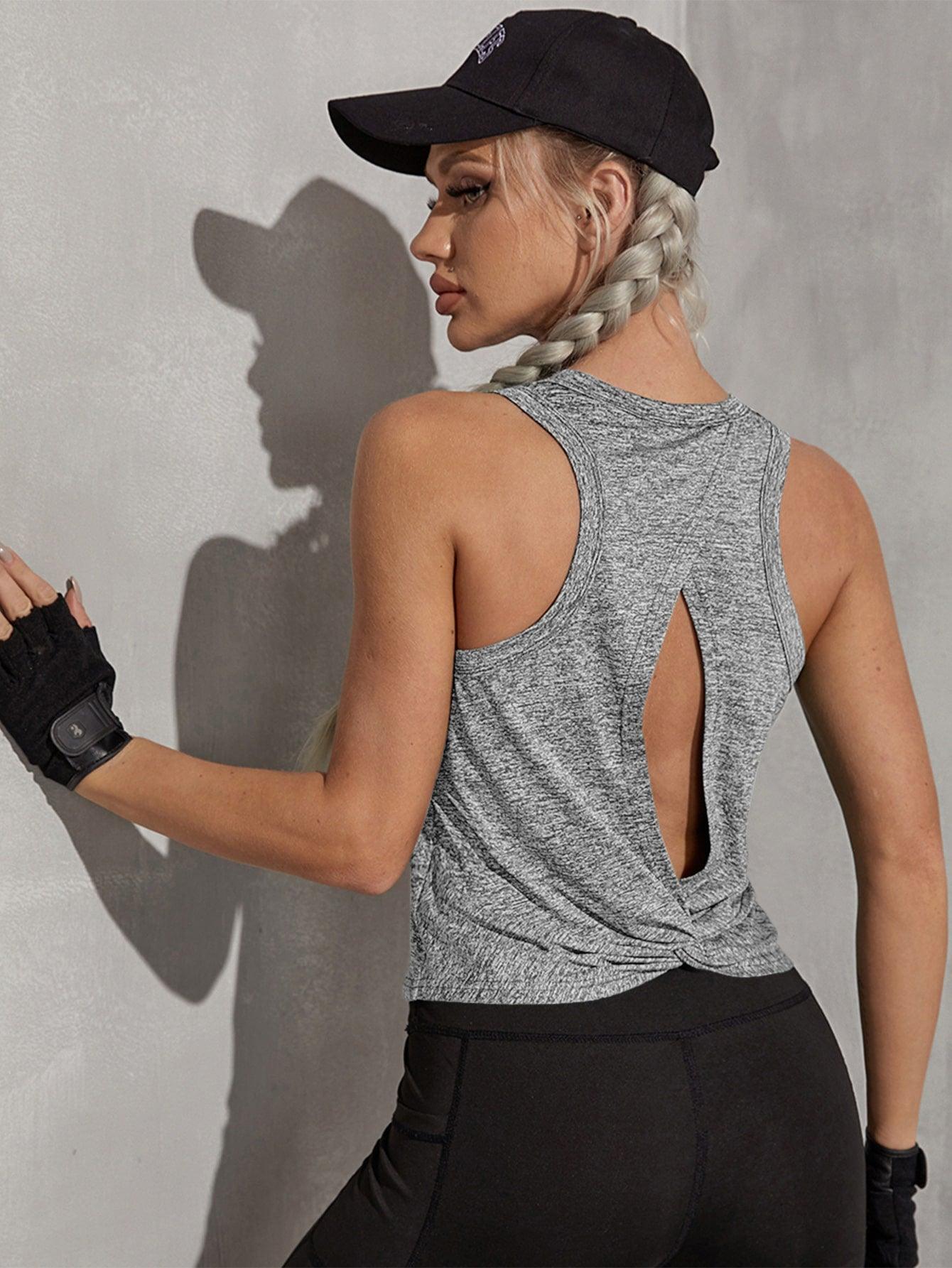 TWIST CUTOUT TANK - pink kangaroo yoga