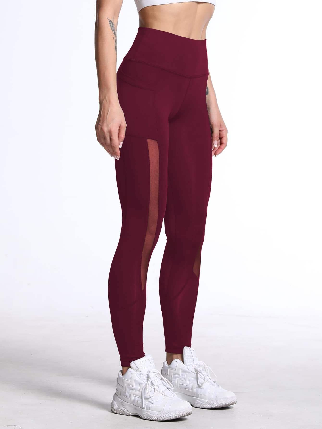 MESH WIDE LEGGINGS - pink kangaroo yoga