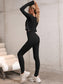 SOLID ZIP SPORTS SET - pink kangaroo yoga