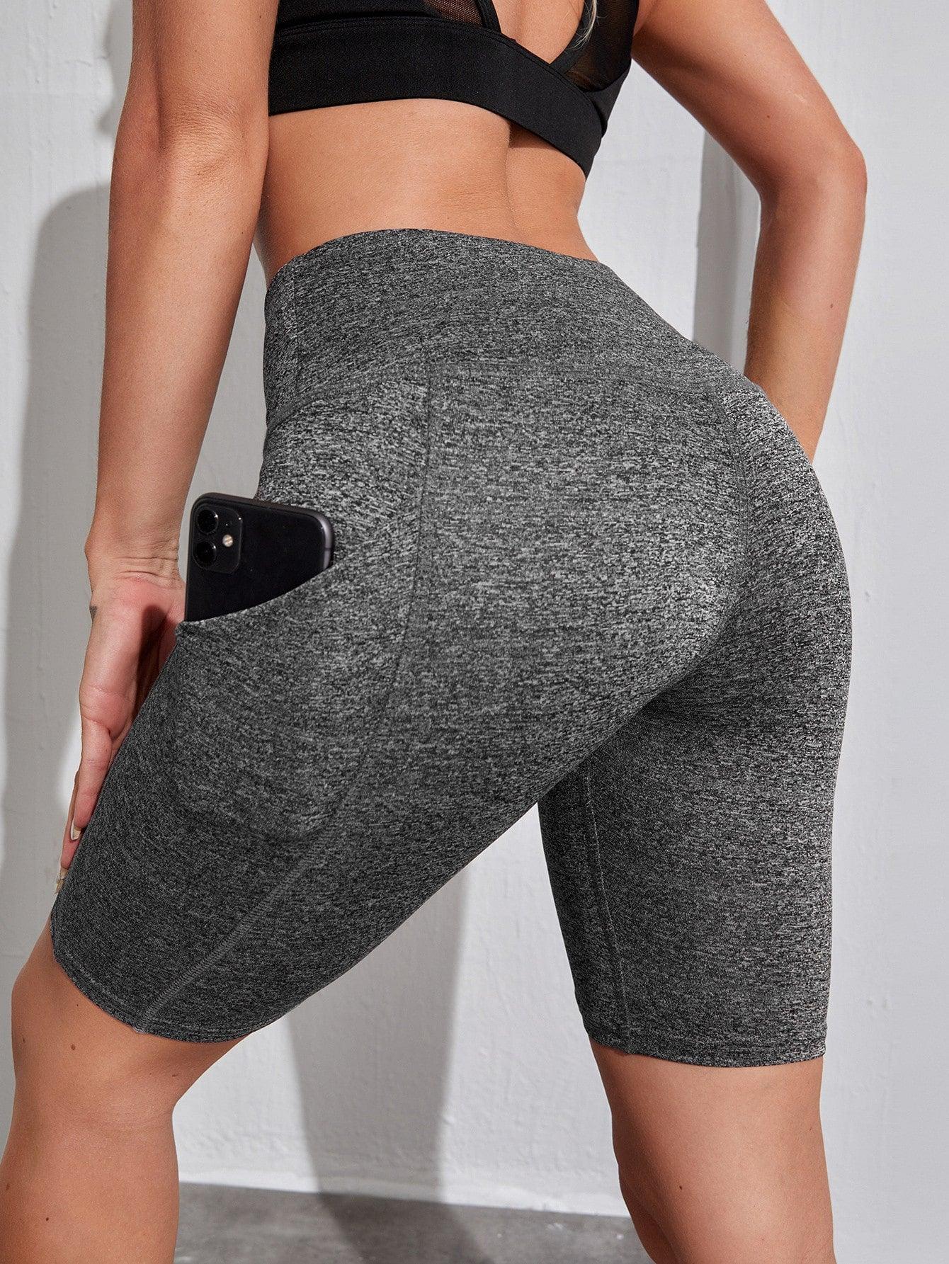 WIDE BAND BIKER SHORTS - pink kangaroo yoga