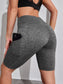WIDE BAND BIKER SHORTS - pink kangaroo yoga