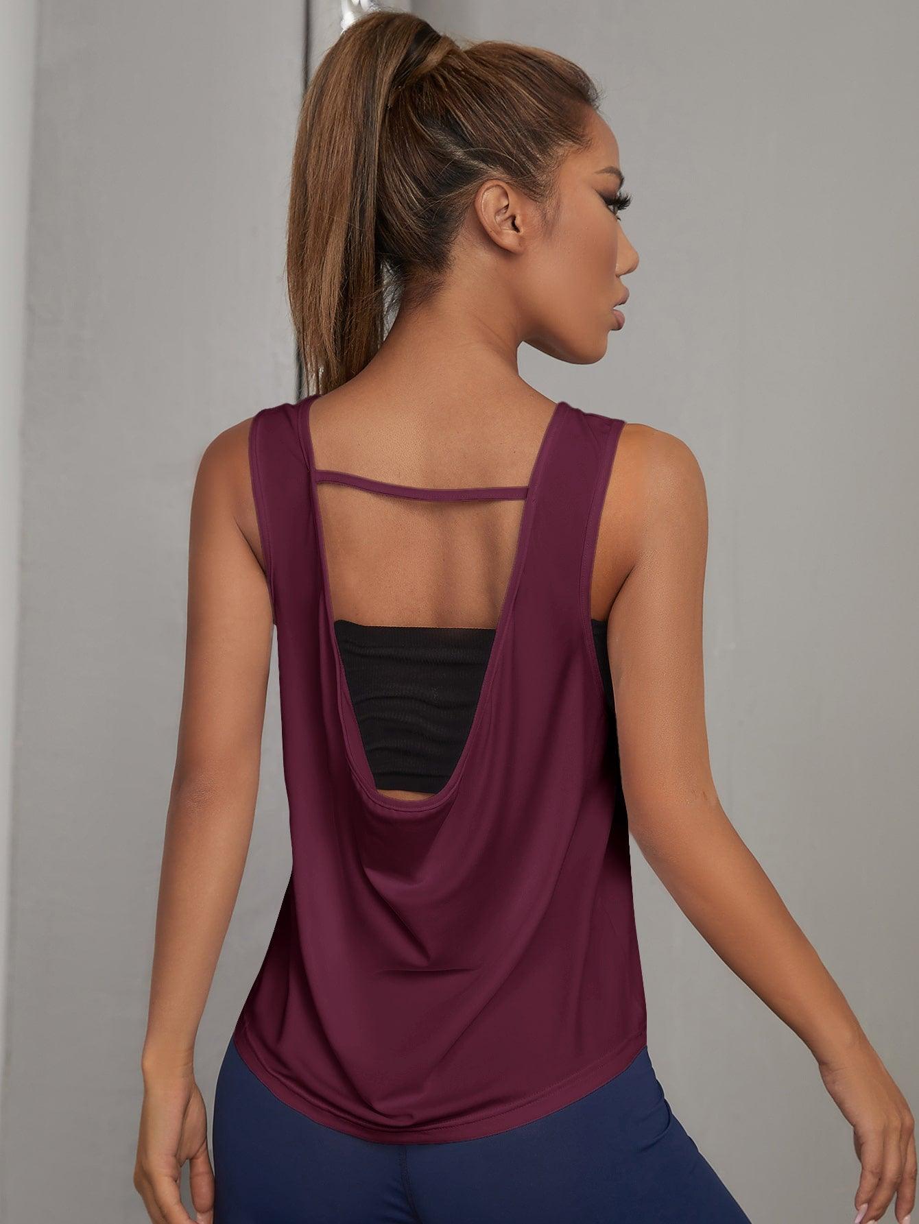 SOLID CUT SPORTS TANK - pink kangaroo yoga