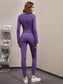 SOLID ZIP SPORTS SET - pink kangaroo yoga