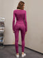 SOLID ZIP SPORTS SET - pink kangaroo yoga