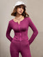SOLID ZIP SPORTS SET - pink kangaroo yoga