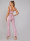 CROP TOP AND PANT SET - pink kangaroo yoga