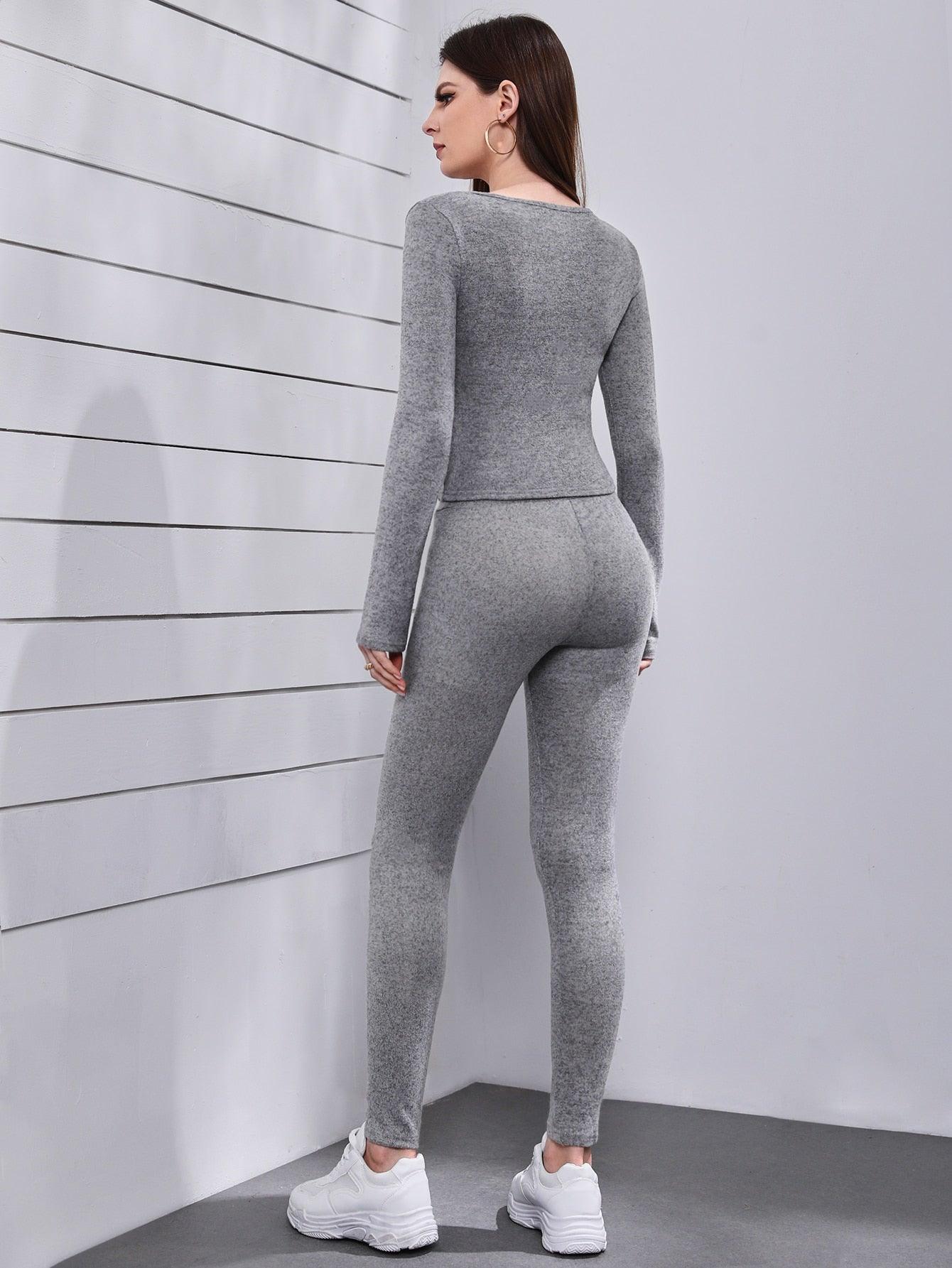 SOLID ZIP SPORTS SET - pink kangaroo yoga