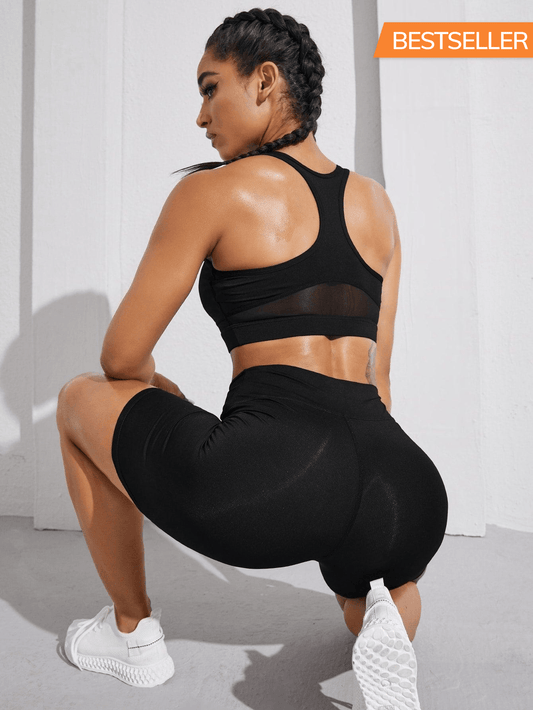 MESH INSERT YOGA SET - pink kangaroo yoga