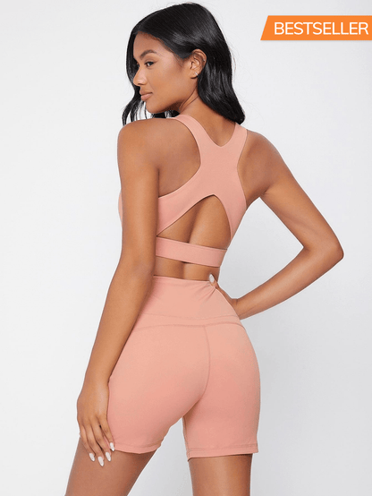 CUT OUT BACK YOGA SET - pink kangaroo yoga