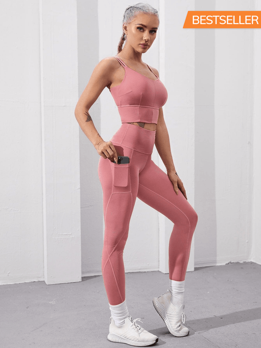 BACK IT KRISS KROSS YOGA SET - pink kangaroo yoga