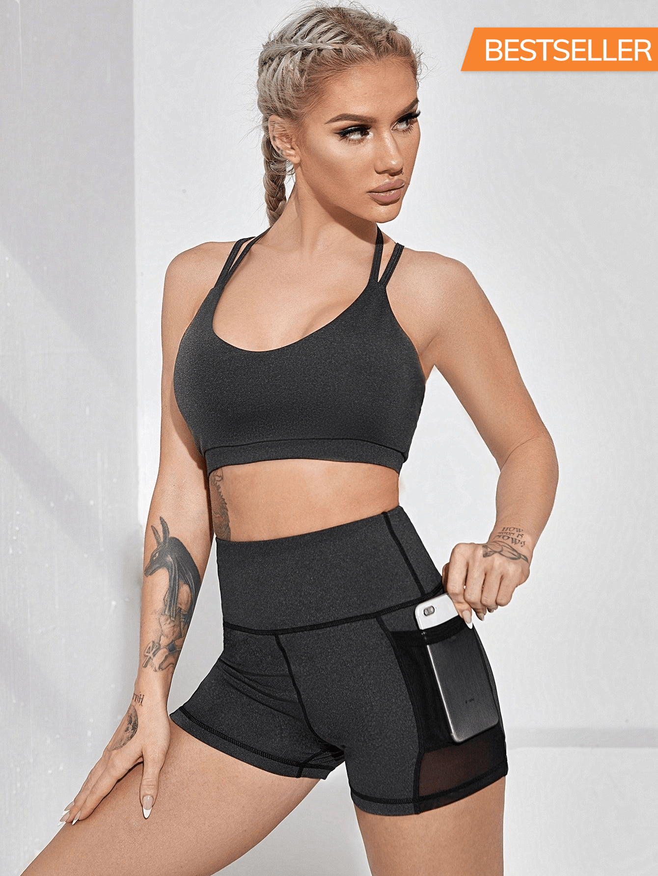SOLID MESH SPORTS SET - pink kangaroo yoga