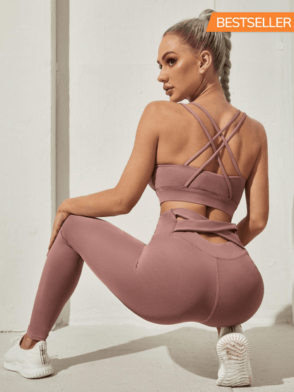 KRISS KROSS BACK YOGA SET - pink kangaroo yoga
